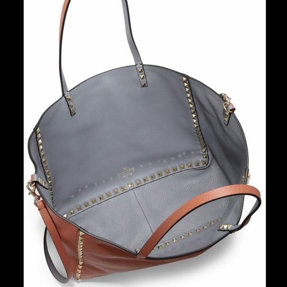 Valentino Rockstud reversible double-sided trapeze tote bag dusty rose and gray - Picture 3 of 17